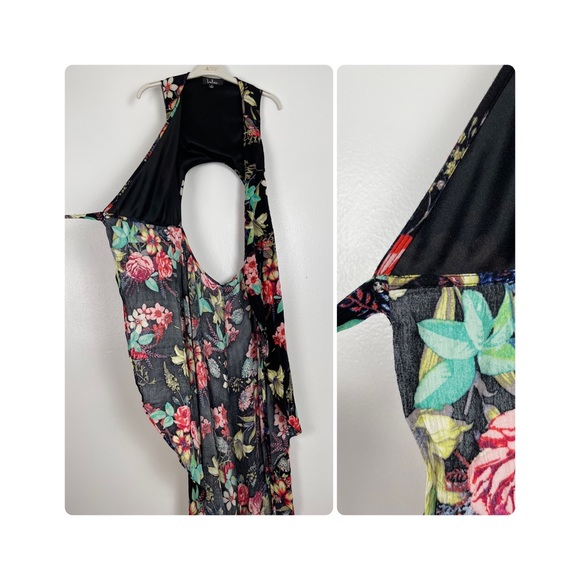 Lulu’s Floral True Wrap Hi-Low 100% Rayon Back Cut Out Maxi Dress Size Small - Picture 14 of 14